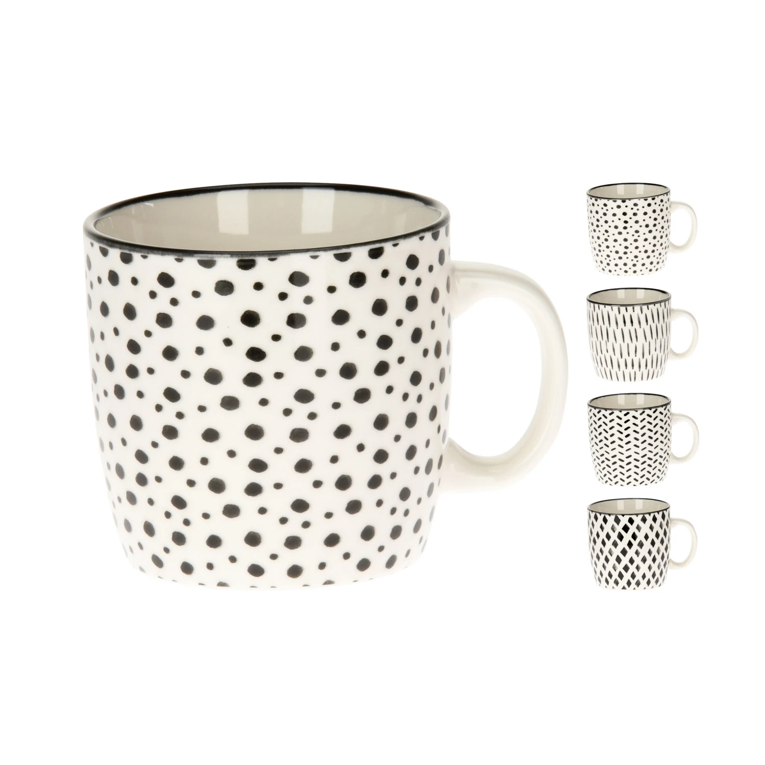 Mok Porselein Zwart-wit Dessin 200 Ml 3 Mok Porselein Zwart-wit Dessin 200 Ml
