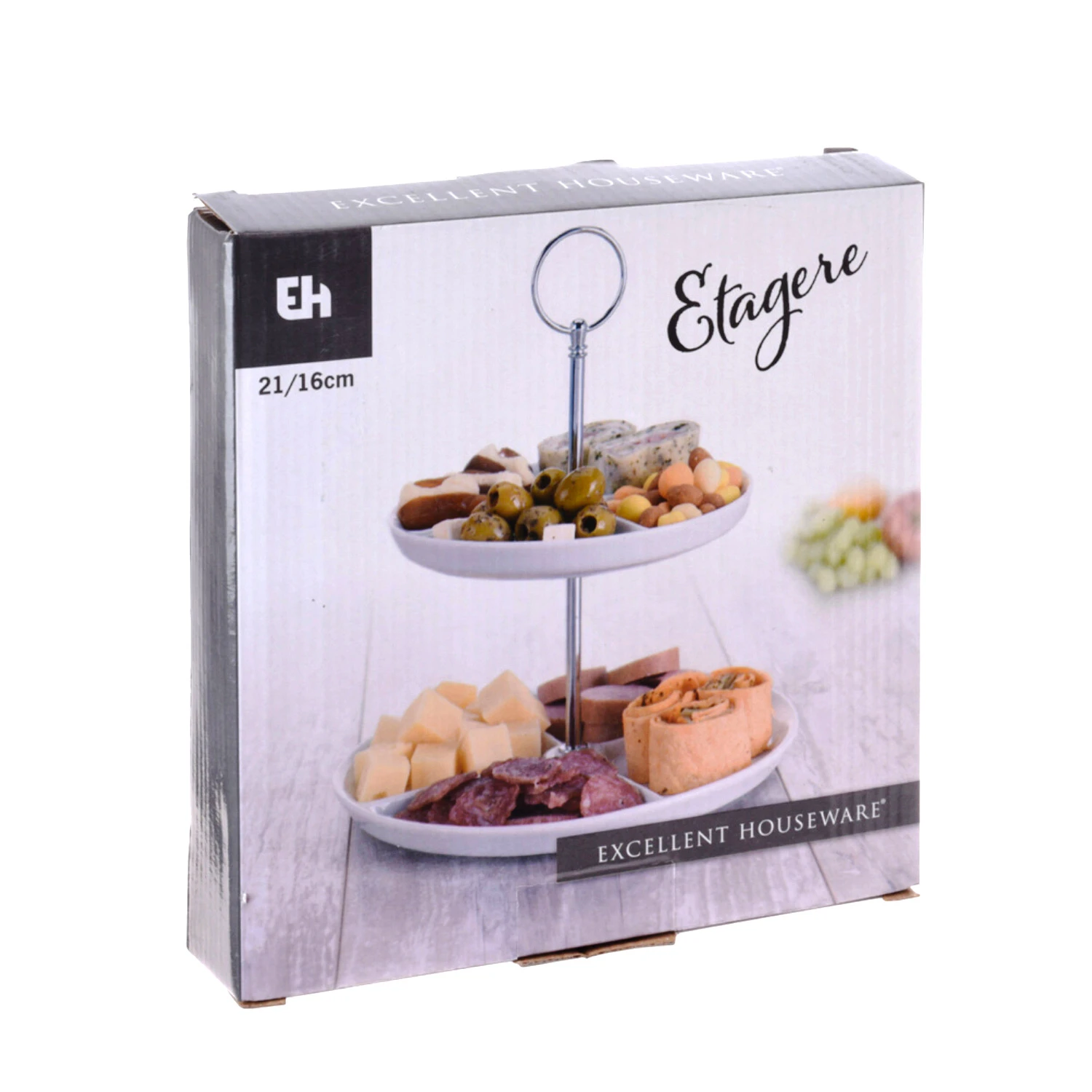 Excellent Houseware Etagere 2-laags Porselein 4 Excellent Houseware Etagere 2-laags Porselein - Afbeelding 2