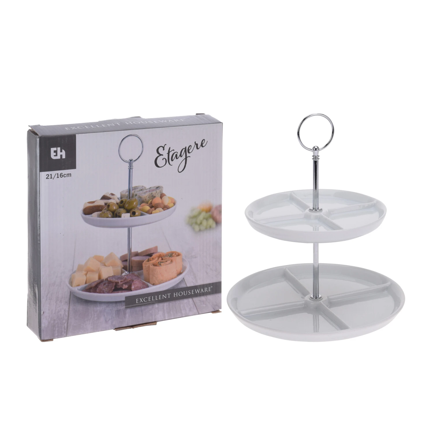 Excellent Houseware Etagere 2-laags Porselein 5 Excellent Houseware Etagere 2-laags Porselein - Afbeelding 3