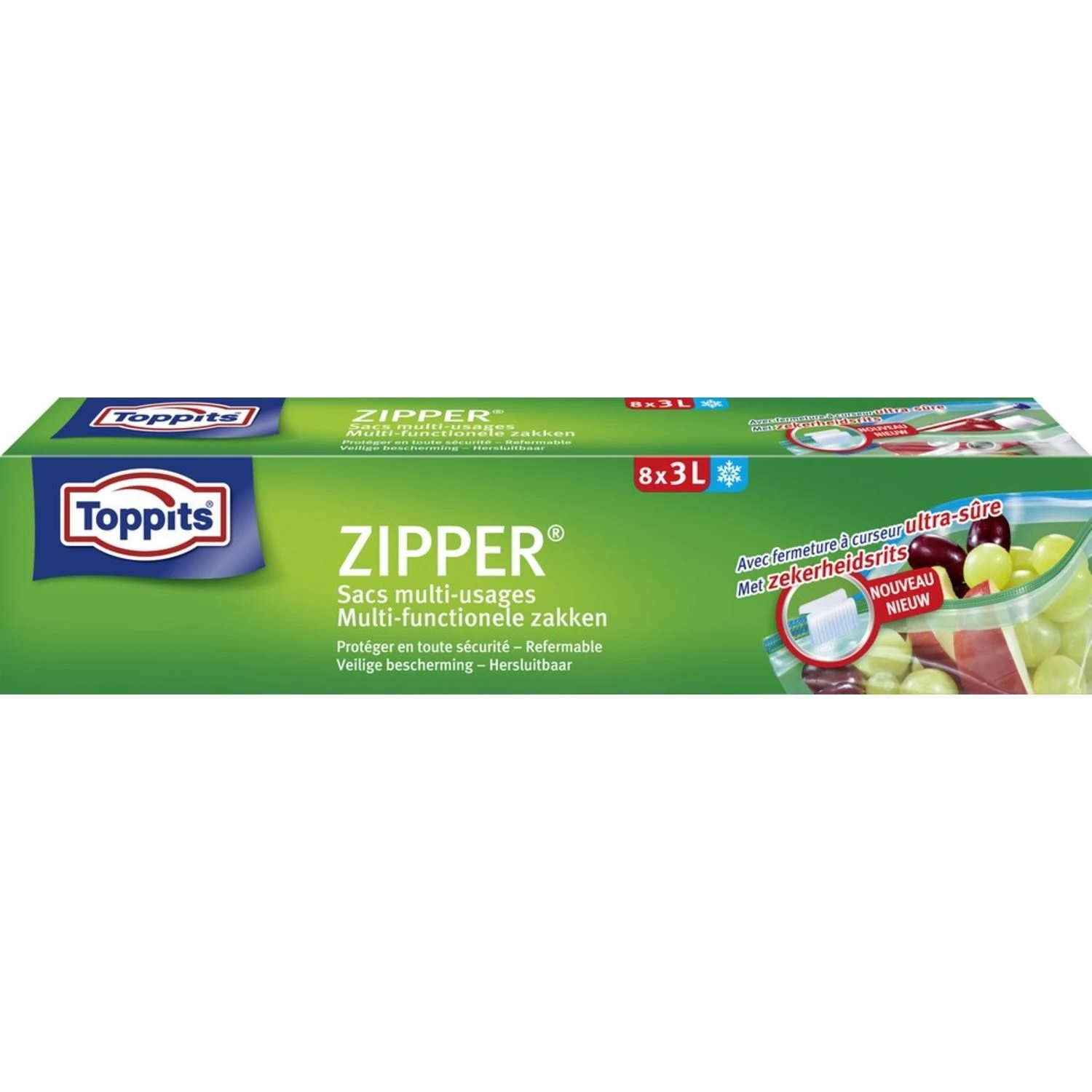 Toppits Zipper Multi-Functionele Zakken 3 Liter8 Stuks 3 Toppits Zipper Multi-Functionele Zakken 3 Liter8 Stuks