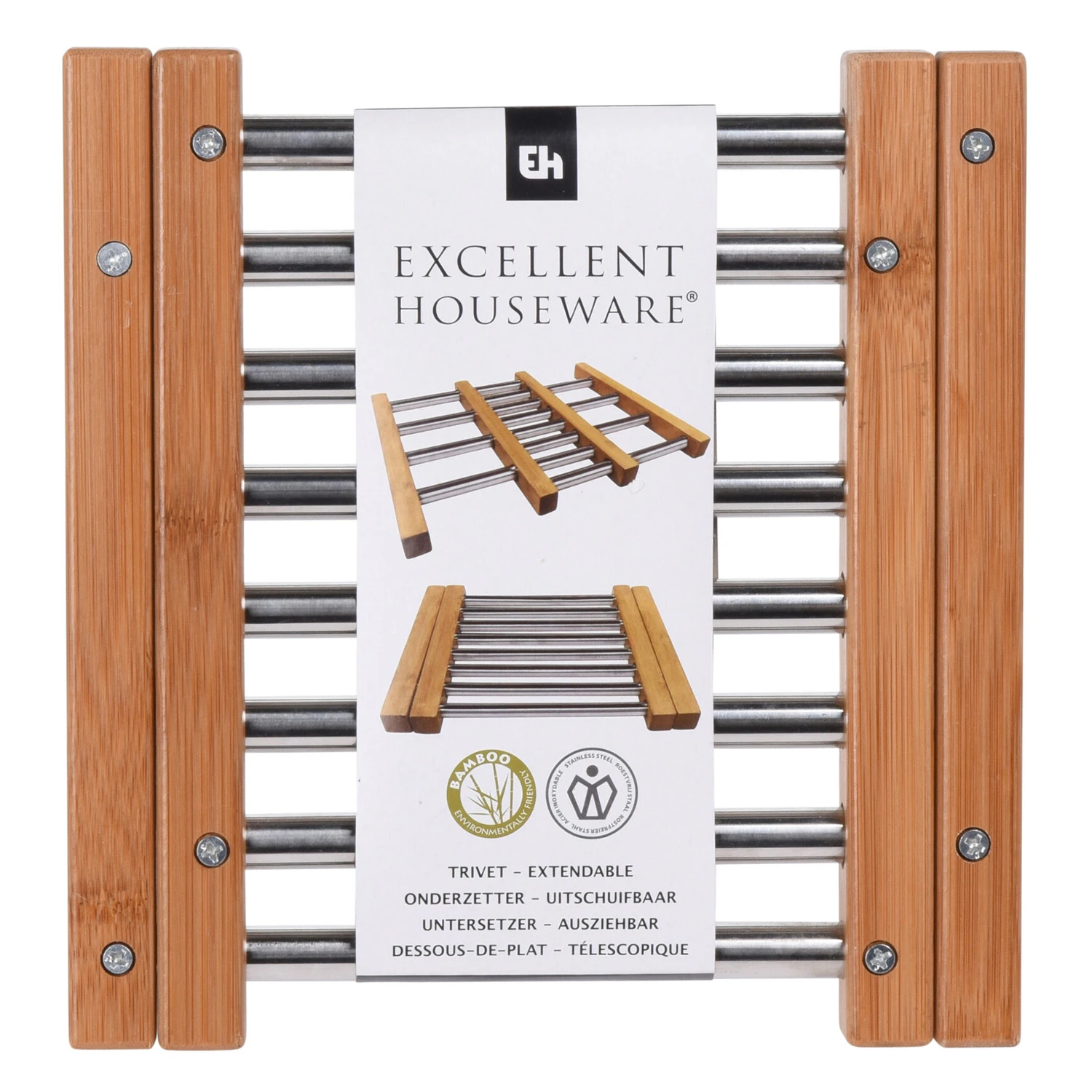 Onderzetter RVS Met Bamboe 21,5 X 22 Cm 3 Onderzetter RVS Met Bamboe 21,5 X 22 Cm